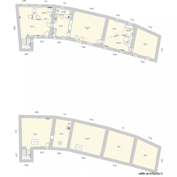 Plan maison. Plan de 6 pièces et 233 m²