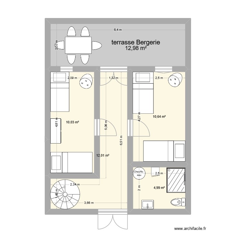 Fleury Maison 1 bergerie rez de chauss&eacute;e projet 3. Plan de 0 pièce et 0 m2