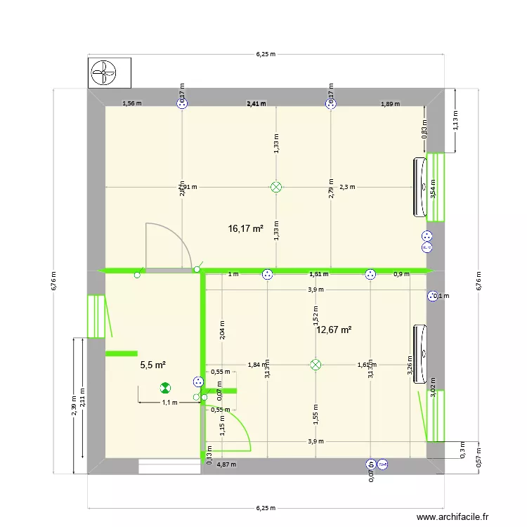 Archive_PlanChambresP&C+Lucas. Plan de 3  et 34 m²