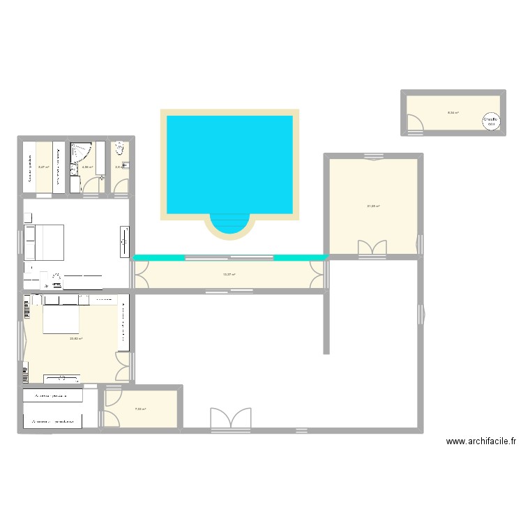 ma maison. Plan de 8 pièces et 86 m2