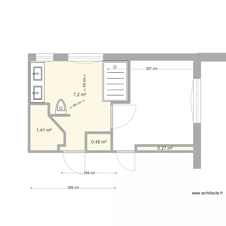 Salle de bain future projet 1. Plan de 4 et 9 m² Salle de bain future projet 1. Plan de 4 et 9 m²