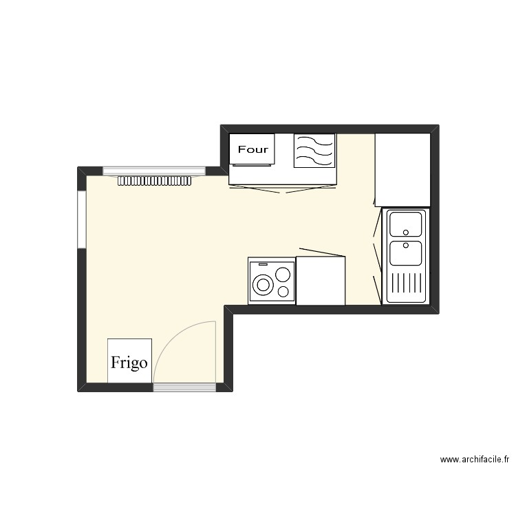 G Cuisine actuelle. Plan de 1 pièce et 10 m2