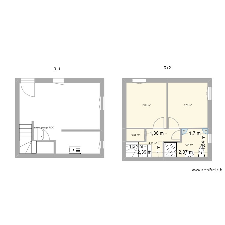 CHABERT. Plan de 5 pièces et 25 m2