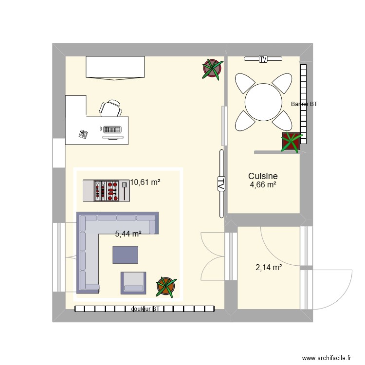 Bureau Steinfort. Plan de 4 pièces et 29 m2
