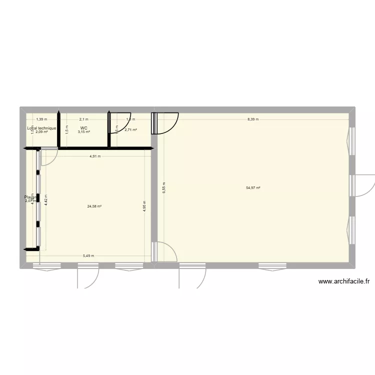 SOCIO CULTUREL 1. Plan de 6 pièces et 90 m²