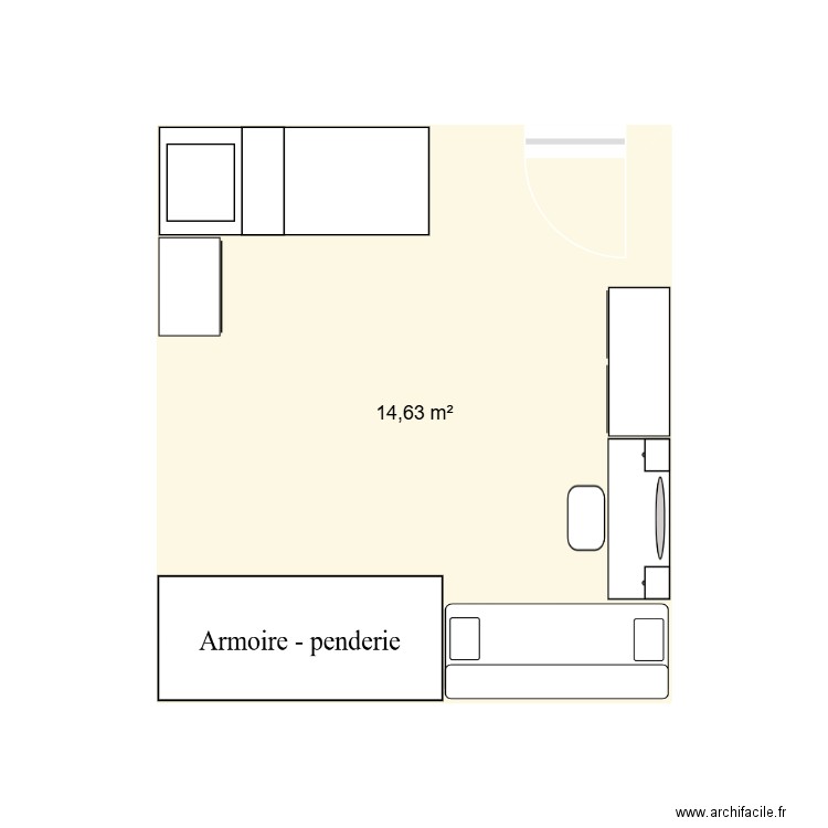 CHAMBRE. Plan de 1 pièce et 15 m2