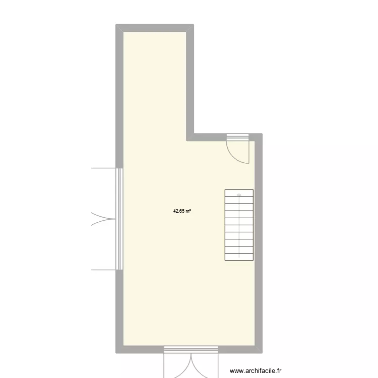 local bib. Plan de 1  et 43 m²