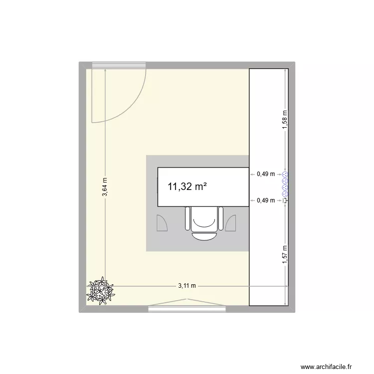 Bureau. Plan de 1 et 11 m² Bureau. Plan de 1 et 11 m²