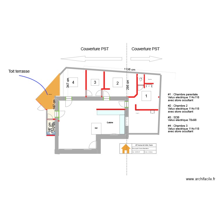 257 Forbin Projet V5 Couverture VELUX. Plan de 2 pièces et 6 m2