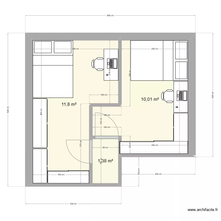 Chambre 3. Plan de 3 et 23 m² Chambre 3. Plan de 3 et 23 m²
