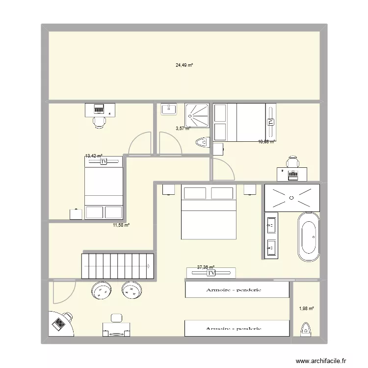 maison &eacute;tage 14.03.26. Plan de 7  et 103 m²