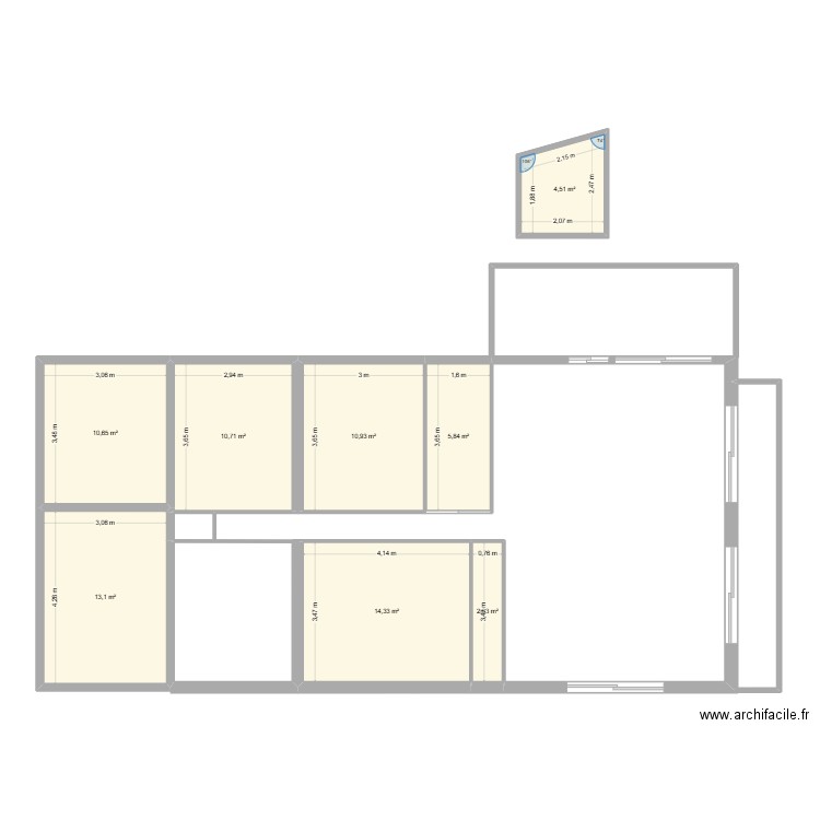 Projet Claude et Alain CHAZOT - Dompierre. Plan de 8 pièces et 73 m2