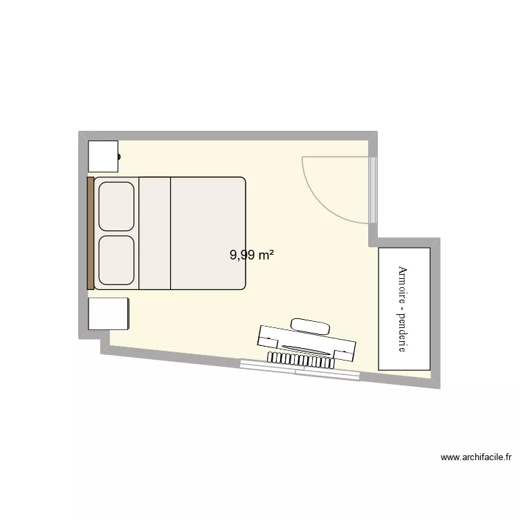 Dormitorio Lucia 01. Plan de 1 Pièce et 10 m² Dormitorio Lucia 01. Plan de 1 Pièce et 10 m²