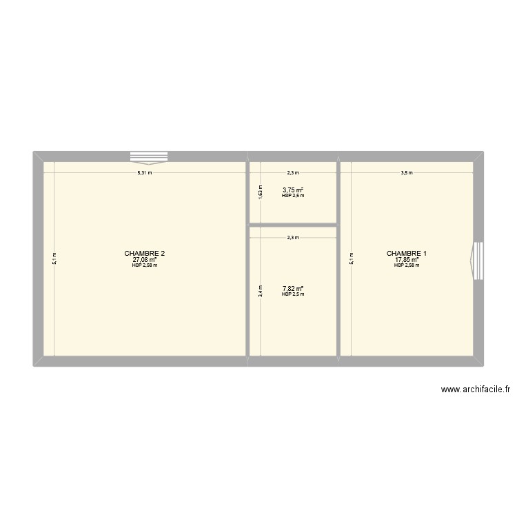 LAURENT R+1. Plan de 4 pièces et 57 m2