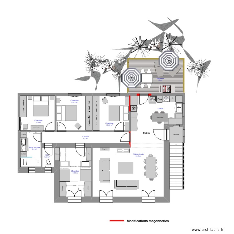 PLAN DE L'ETAGE FRANCESCHI. Plan de 9 pièces et 126 m2
