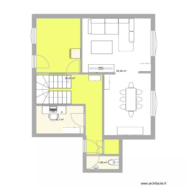 maison. Plan de 4  et 53 m²