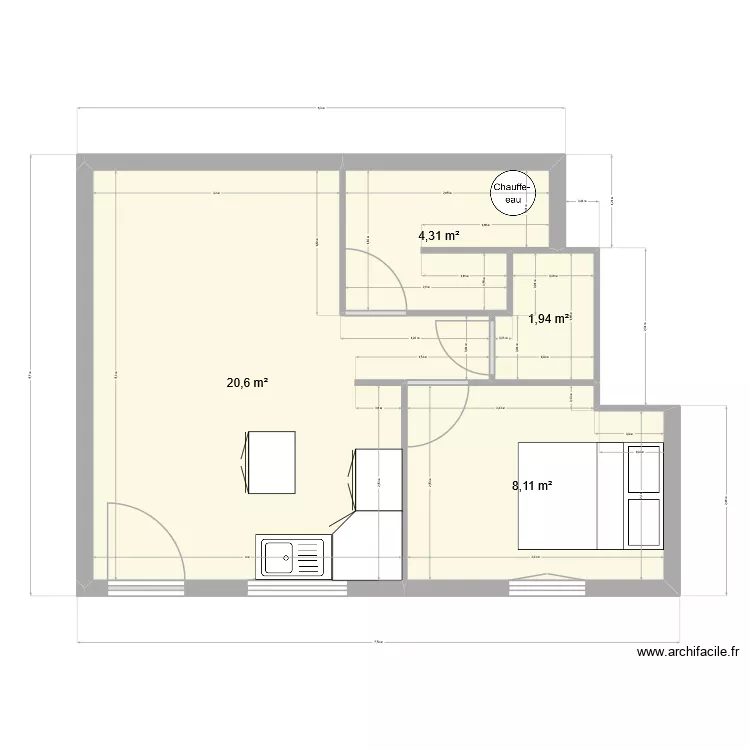bages 01. Plan de 4 pièces et 35 m²