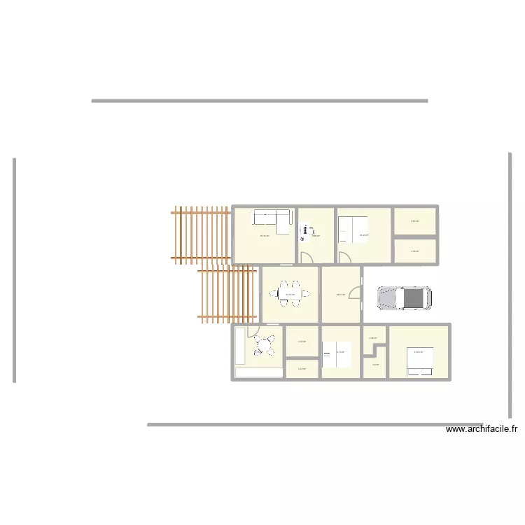 Essai 6 compact. Plan de 14 pièces et 127 m²