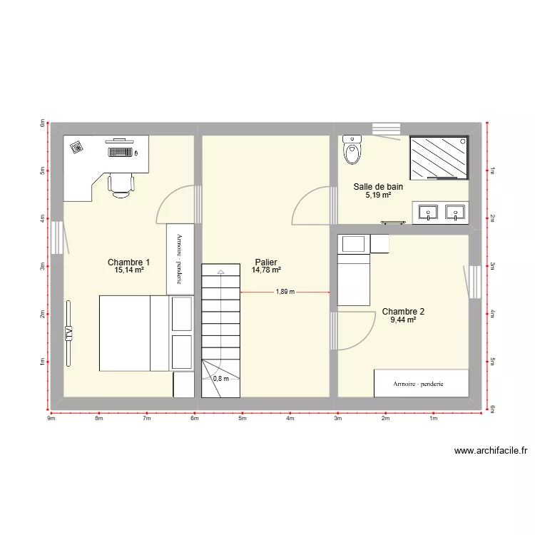 bfejhbfezhfbeiu. Plan de 4  et 45 m²