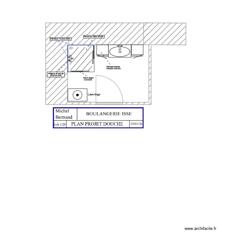 DAHAI Plan SDE Existante. Plan de 1  et 4 m²