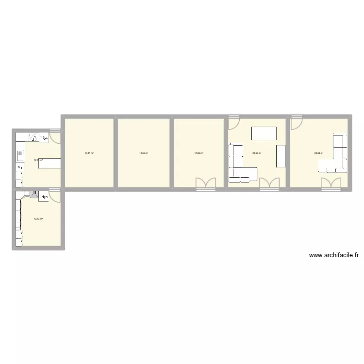 Appartement M Coh. Plan de 7 pièces et 121 m² Appartement M Coh. Plan de 7 pièces et 121 m²