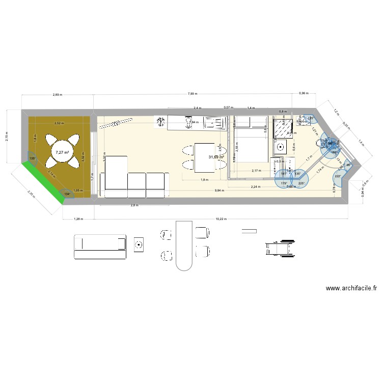 APPT 124 TRANSFORMé 2. Plan de 3 pièces et 39 m2
