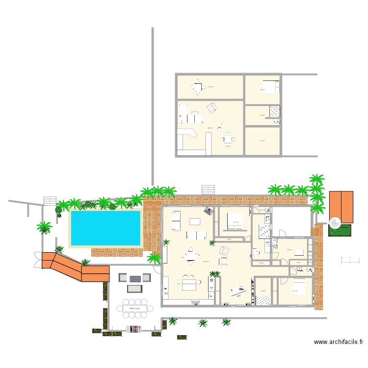 yahoue rdc 5. Plan de 21 pièces et 267 m2