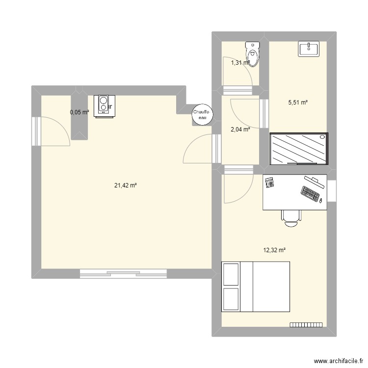 Appart St foy. Plan de 6 pièces et 43 m2