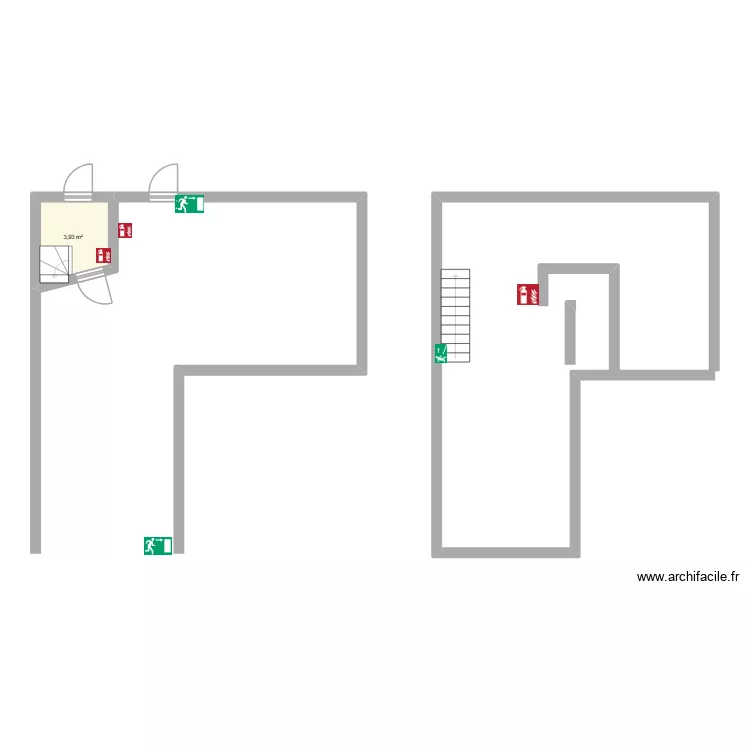 restau. Plan de 1  et 4 m²