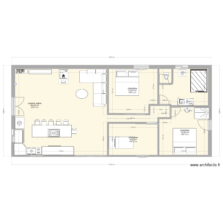 ST. LAURENT Montquc. Plan de 4 pièces et 94 m2