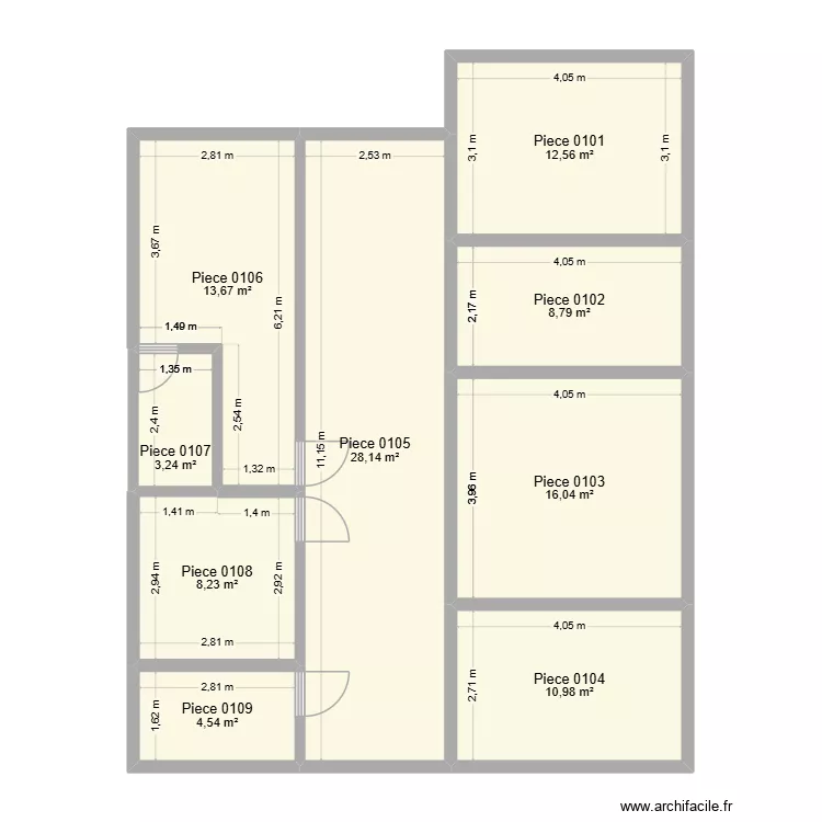 Mbalamsome Bat 1 Infirmerie Fond Droite. Plan de 9 et 106 m² Mbalamsome Bat 1 Infirmerie Fond Droite. Plan de 9 et 106 m²