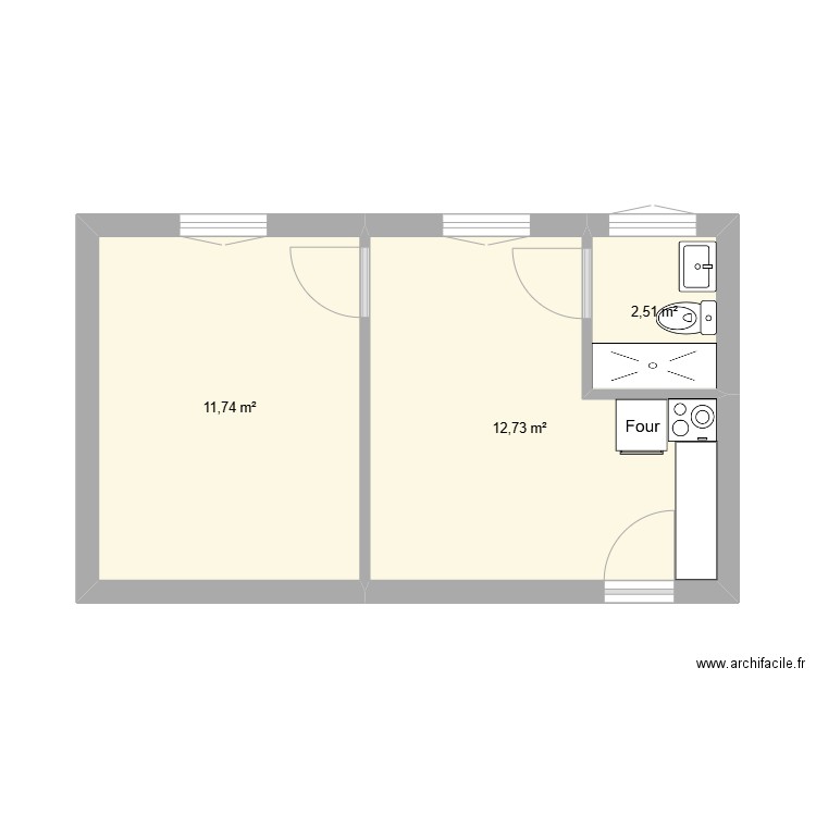 Daumesnil. Plan de 3 pièces et 27 m2