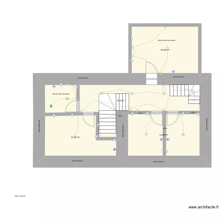 fourlon &eacute;tage 1. Plan de 4  et 65 m²