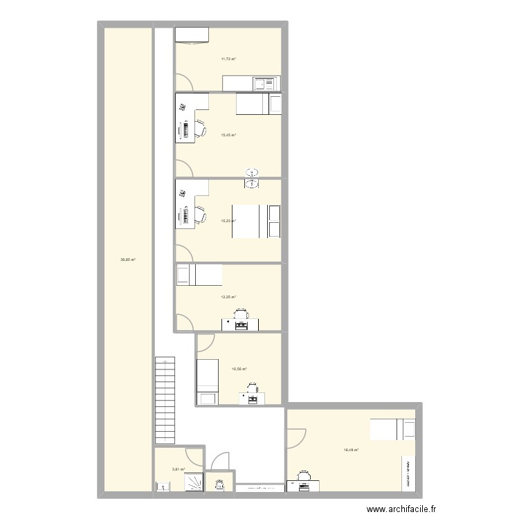 plan etage. Plan de 9 pièces et 127 m2
