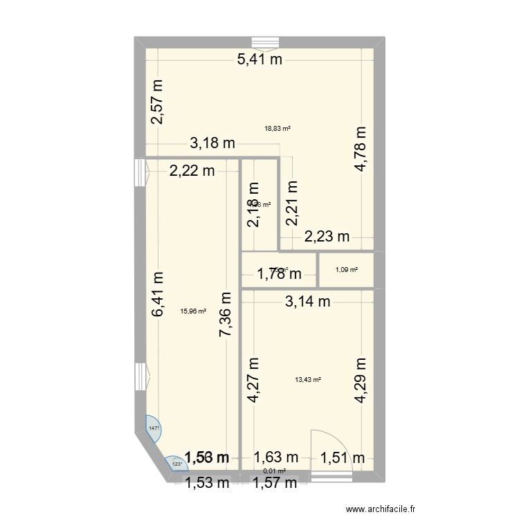 Marsais Grande GRENIER 15 PROJET 3. Plan de 7 pièces et 53 m2