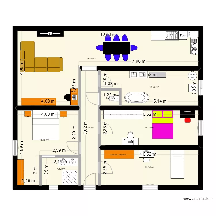 maison avec 4 conteneur. Plan de 8  et 113 m²
