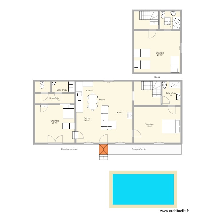 87G7000. Plan de 12 pièces et 110 m2