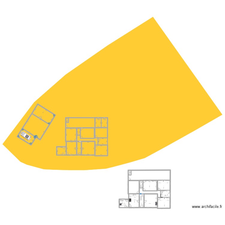 Saint-hippolyte  rdc + facade+ etage. Plan de 42 pièces et 629 m2