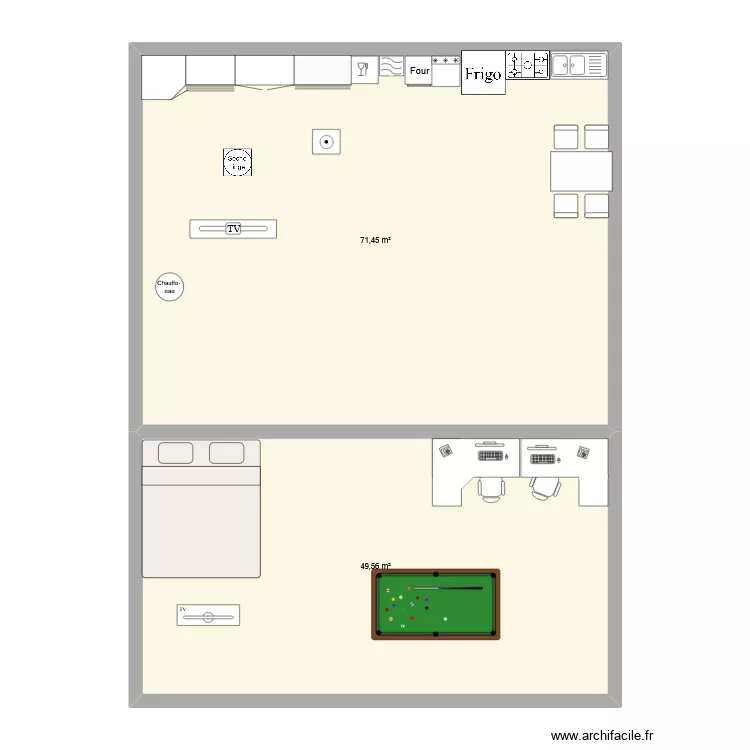 caca. Plan de 2  et 121 m²