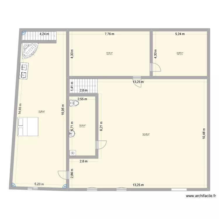 fuentes. Plan de 5  et 263 m²