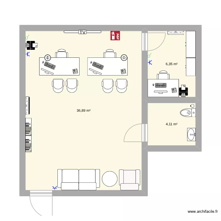 Mon agence de voyage. Plan de 3 pièces et 47 m² Mon agence de voyage. Plan de 3 pièces et 47 m²