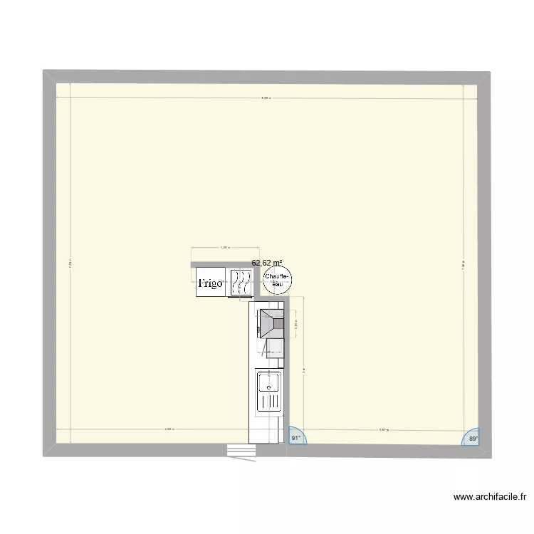 papi. Plan de 1  et 63 m²