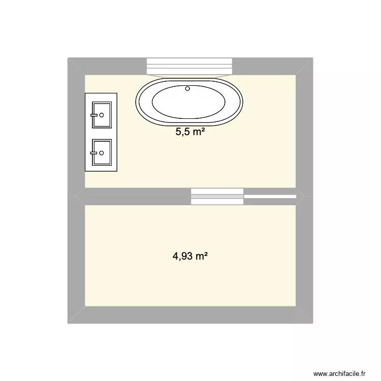 salle de bain 1. Plan de 2 pièces et 10 m²