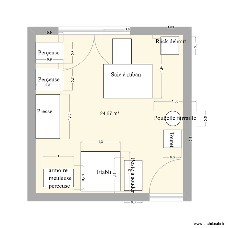 maint. Plan de 1 pièce et 25 m2