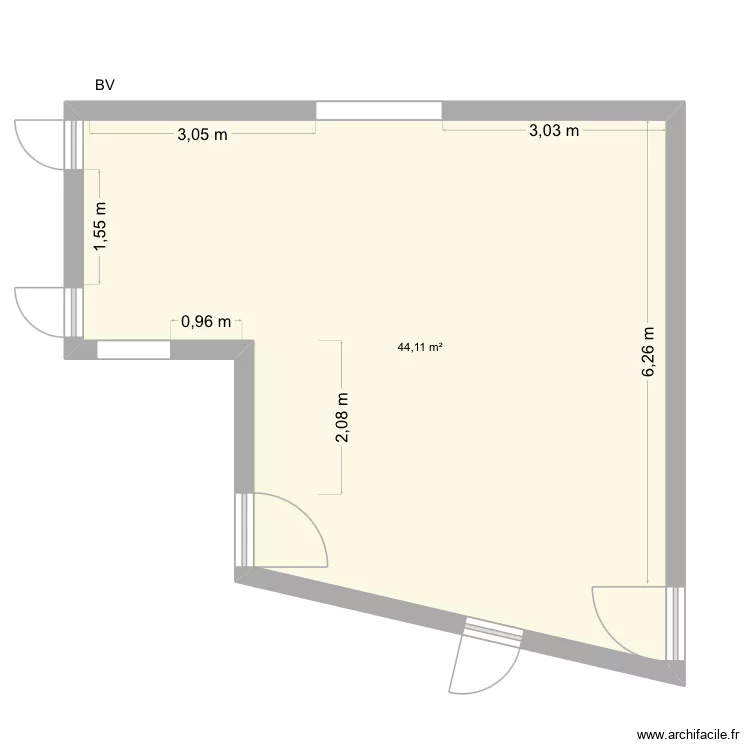 MARTIN - CUERS. Plan de 1  et 44 m²
