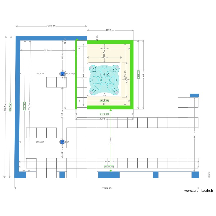 EviresTerrasse3. Plan de 1 pièce et 11 m2
