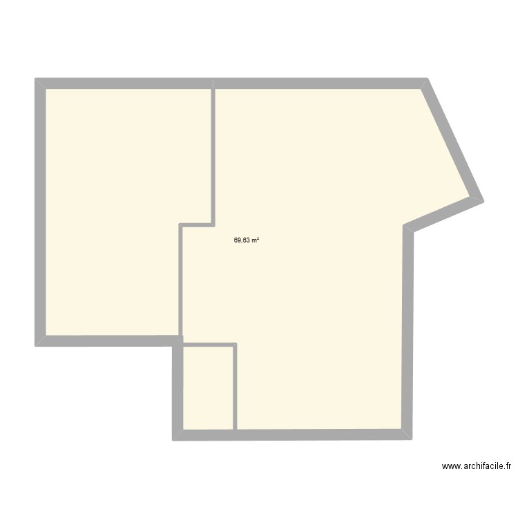 coiff. Plan de 1 pièce et 70 m2
