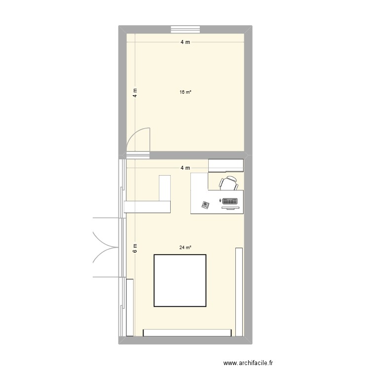 info plus. Plan de 2 pièces et 40 m2