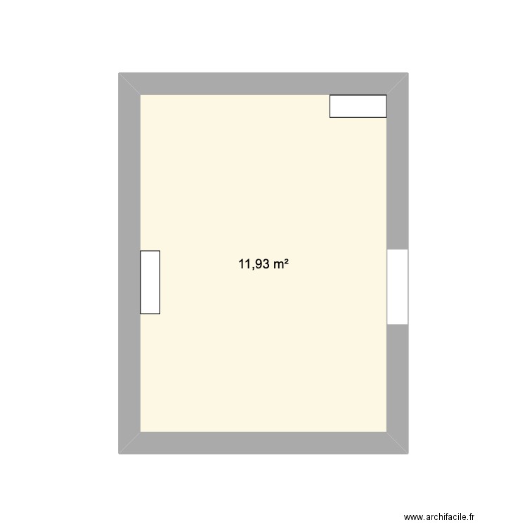 chambre. Plan de 1 pièce et 12 m2