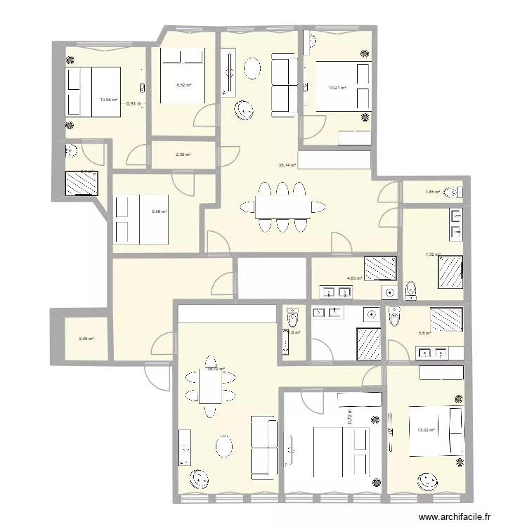 Bizot 3&egrave;me V2. Plan de 15 pièces et 156 m²